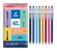 Pilot FriXion Ball Stick 07-0,7 mm - Stylos à encre gel effaçable - dans un emballage portefeuille (Pochette essentielle de 8)