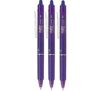 Pilot Frixion Clicker BLRT-FR7 Lot de 3 stylos roller rétractables fins effaçables Pointe 0,7 mm Trait 0,35 mm Violet