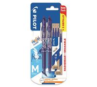 Pilot Stylos gel Frixion Clicker Lot de 2 — encre bleue effaçable 0,7 mm +6 recharges bonus