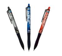 PILOT FriXion Clicker Lot de 3 stylos à encre gel effaçables, rechargeables, édition limitée Bleu Rouge Noir Pointe en une pièce 0,7 mm