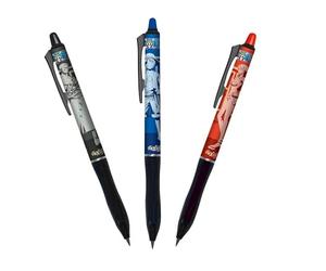 PILOT FriXion Clicker Lot de 3 stylos à encre gel effaçables, rechargeables, édition limitée Bleu Rouge Noir Pointe en une pièce 0,7 mm