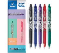 Pilot FriXion Clicker Lot de 5 stylos roller à friction effaçable Pointe rétractable 0,7 mm Largeur de trait 0,35 mm Noir Bleu Violet Rouge Vert