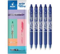 Pilot FriXion Clicker Lot de 5 stylos roller à friction effaçable Pointe rétractable Pointe rétractable 0,7 mm Trait 0,35 mm Bleu