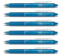 Pilot Frixion Clicker Lot de 6 stylos à bille à pointe rétractable Bleu clair Épaisseur de trait 0,7 mm