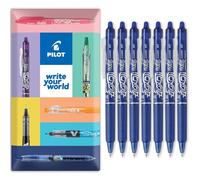 PILOT FriXion Clicker Lot de 7 stylos roller à friction effaçable Pointe rétractable Pointe rétractable 0,7 mm Largeur de trait 0,35 mm Bleu