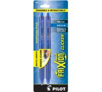 PILOT Frixion Clicker rétractable stylos à encre gel effaçable Rechargeable 2-Pack bleu