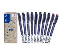 PILOT FriXion Fineliner lot de 10 feutres effaçables pointe fine couleurs assorties noir bleu rouge Noir, Bleu, Rouge G