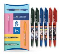 Pilot FriXion FR7 Ball Lot de 6 stylos roller effaçables à la chaleur et à friction - Édition limitée Naruto Shippuden - Pointe moyenne de 0,7 mm - Noir, bleu, rouge - Oreiller
