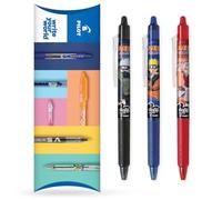 PILOT FriXion FR7 Ball - Naruto Shippuden - Stylo roller effaçable thermique/friction - Pointe moyenne de 0,7 mm - Noir, bleu, rouge (Clicker, 3)