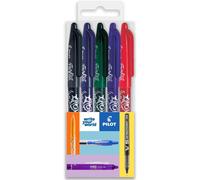 Pilot Frixion Fr7 Heat/Friction Erasable Rollerball Pen Medium Nib 0.7mm Black Blue Red Green Purple (Pack Of 5)