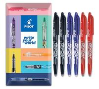 Pilot Frixion FR7 Lot de 6 stylos roller effaçables Heat/Friction Pointe moyenne 0,7 mm Noir/bleu/rouge