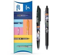 Pilot Frixion FR7 Naruto Shippuden Lot de 2 stylos roller effaçables à la chaleur et à la friction Pointe moyenne 0,7 mm Stylo à bille FriXion Ball + Clicker (Noir)