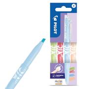 Pilot FriXion Light Lot de 4 surligneurs effaçables à encre thermosensible Bleu clair, vert, orange et rose Débit fluide Pointe biseautée de 4 mm avec clip pour journal, notes et bureau