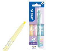Pilot FriXion Light Lot de 4 surligneurs effaçables sans bavure Encre thermosensible sans bavure Pointe biseautée lisse pour livres, notes et planificateurs