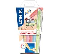 Pilot Pen Surligneurs FriXion Light Natural – étui de 6, Rose, Jaune, Violet, Bleu, Orange, Vert