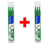 Pilot Frixion Lot de 2 paquets de 6 recharges d'encre verte Pointe moyenne 0,7 mm