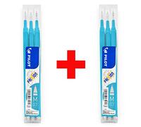 Pilot Frixion Lot de 2 paquets de 6 recharges Pointe moyenne 0,7 mm Encre bleu clair