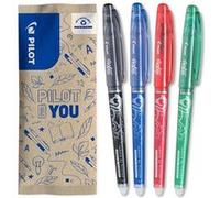 PILOT - FriXion Point - Lot de 4 rollers encre gel effaçable - Pointe synergy fine - Noir, Bleu, Rouge, Vert Noir, Bleu, Rouge, Vert G