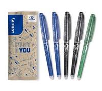 PILOT - FriXion Point - Lot de 5 rollers encre gel effaçable - Pointe synergy fine - Black, Blue, Green Noir, Bleu, Vert G