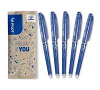 PILOT - FriXion Point - Lot de 5 rollers encre gel effaçable - Pointe synergy fine - Bleu Bleu