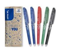 PILOT - FriXion Point - Lot de 5 rollers encre gel effaçable - Pointe synergy fine - Noir, Bleu, Rouge, Vert Noir, Bleu, Rouge, Vert G