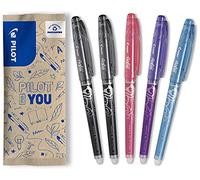 PILOT FriXion Point Lot de 5 stylos roller effaçables (noir, rose, bleu clair, violet), 2 Noirs, Rose, Turquoise, Violet, 5 Unité (Lot de 1)