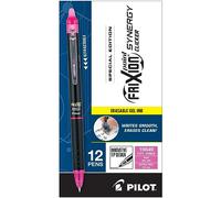 PILOT, FriXion Synergy Clicker Lot de 12 stylos à encre gel effaçable rechargeable et rétractable, pointe extra fine 0,5 mm, encre rose