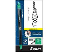 PILOT, FriXion Synergy Clicker Lot de 12 stylos à encre gel effaçable rechargeable rétractable Pointe extra fine 0,5 mm Encre verte