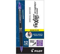 PILOT, FriXion Synergy Clicker Lot de 12 stylos à encre gel effaçable rechargeable rétractable Pointe extra fine 0,5 mm Encre violette