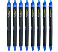 PILOT FriXion Synergy Clicker Lot de 8 stylos à encre gel effaçables, rechargeables et rétractables, pointe extra fine, encre bleue, 17849
