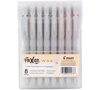 Pilot, FriXion Waai Lot de 8 Feutres Effacables à Encre Gel, Pointe Extra Fine 0,5 mm, Couleurs Assorties