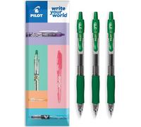 PILOT G-2 Lot de 3 stylos à bille rétractables à encre gel - Pointe de 0,7 mm - Dans une enveloppe cadeau - Encre verte