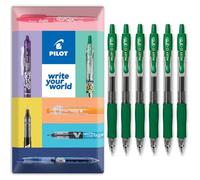 PILOT G-2 Lot de 6 stylos à bille rétractables à encre gel Pointe 0,7 mm Emballage cadeau Encre verte