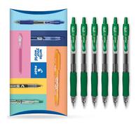 Pilot G-2 Lot de 6 stylos à bille rétractables à encre gel - Pointe 0,7 mm - Oreiller - Encre verte