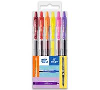 PILOT G-2 Lot de 6 stylos à bille rétractables à encre gel - Pointe 0,7 mm - Tons coucher de soleil
