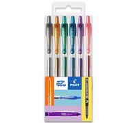 PILOT G-2 Lot de 6 stylos à bille rétractables à encre gel - Pointe 0,7 mm - Tons métalliques