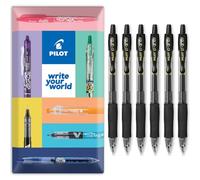 PILOT G-2 Lot de 6 stylos à bille rétractables à encre gel - Pointe de 0,7 mm - Emballage cadeau - Encre noire
