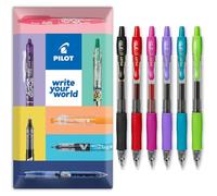 PILOT G-2 Lot de 6 stylos roller rétractables à encre gel Pointe 0,7 mm Emballage cadeau