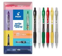 PILOT G-2 Lot de 6 stylos roller rétractables à encre gel Pointe 0,7 mm Emballage cadeau Couleurs de Noël