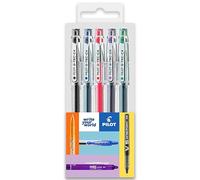 PILOT G-Tec C4 Lot de 5 stylos roller à encre gel - Pointe 0,4 mm - Trait de 0,2 mm - Noir, Bleu, Rouge, Vert et Violet - Oreiller