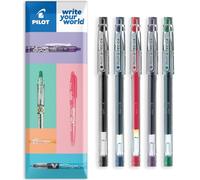 PILOT G-Tec C4 Lot de 5 stylos roller à encre gel - Pointe de 0,4 mm - Trait de 0,2 mm - Noir, Bleu, Rouge, Vert et Violet - Emballage cadeau