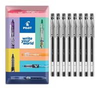 PILOT G-Tec C4 Lot de 8 stylos roller à encre gel - Pointe de 0,4 mm - Trait de 0,2 mm - Encre noire - Emballage cadeau