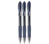 Pilot G2 07 Bleu Pointe Fine Stylo à encre gel Stylo roller rétractable Pointe 0,7 mm Noir 1 mm Largeur de la ligne : rechargeable BL-G2-7 (Lot de 3)