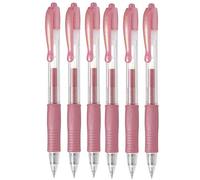 Pilot G2 07 Lot de 6 stylos à bille à encre gel rétractable, pointe fine de 0,7 mm, largeur de trait de 0,39 mm, rechargeable BL-G2-7 Rose métallique