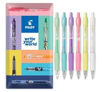Pilot G2 07 Lot de 6 stylos roller à encre gel rétractable 0,7 mm Pointe 0,39 mm Largeur de ligne rechargeable BL-G2-7 (1 pastel)