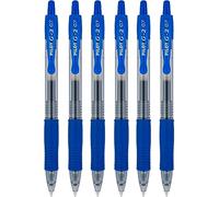 Pilot G2 07 Lot de 6 stylos rollers à encre gel rétractable 0,7 mm Pointe 0,39 mm Largeur de ligne rechargeable BL-G2-7 (Bleu)