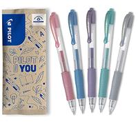 PILOT Stylo roller G-2 encre gel métallisée lot de 5 couleurs assorties pointe moyenne 0,7 mm rechargeable Gris, Bleu Métallique, Rose Métallique, Vert Métallique, Violet Métallique G