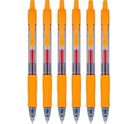 Pilot G2-7 Lot de 6 stylos à bille rétractables et rechargeables Encre gel orange Pointe 0,7 mm/trait 0,39 mm