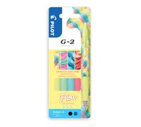 Pilot G2 Flow Stylo roller encre gel rétractable - Pointe 0,7 mm - Pochette de 4