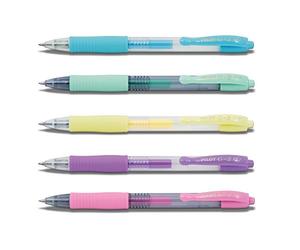 Pilot G2 Impression de Lot de 5 stylos gel Noir, Bleu, Rouge, Vert et Bleu Foncé Lot de 5 sortiert | pastell